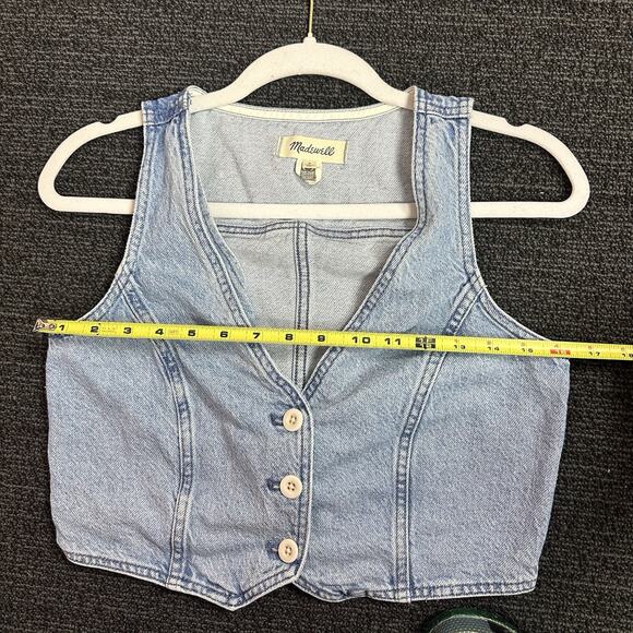 Madewell Cotton Hemp Denim Katrina Crop Vest Top Blue Size 0 - Picture 7 of 9